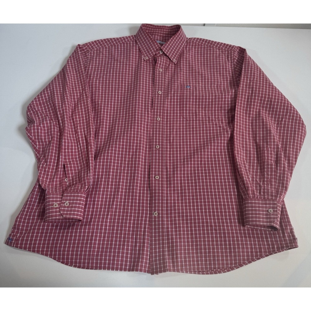 Southern Tide Shirt Mens Extra Large Pink/White Gingham Plaid Button Down